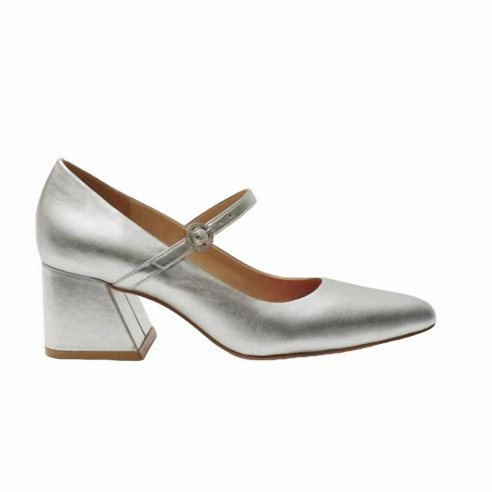 NEW CLAUDIA LISOTTA women's block heel mary janes in silver